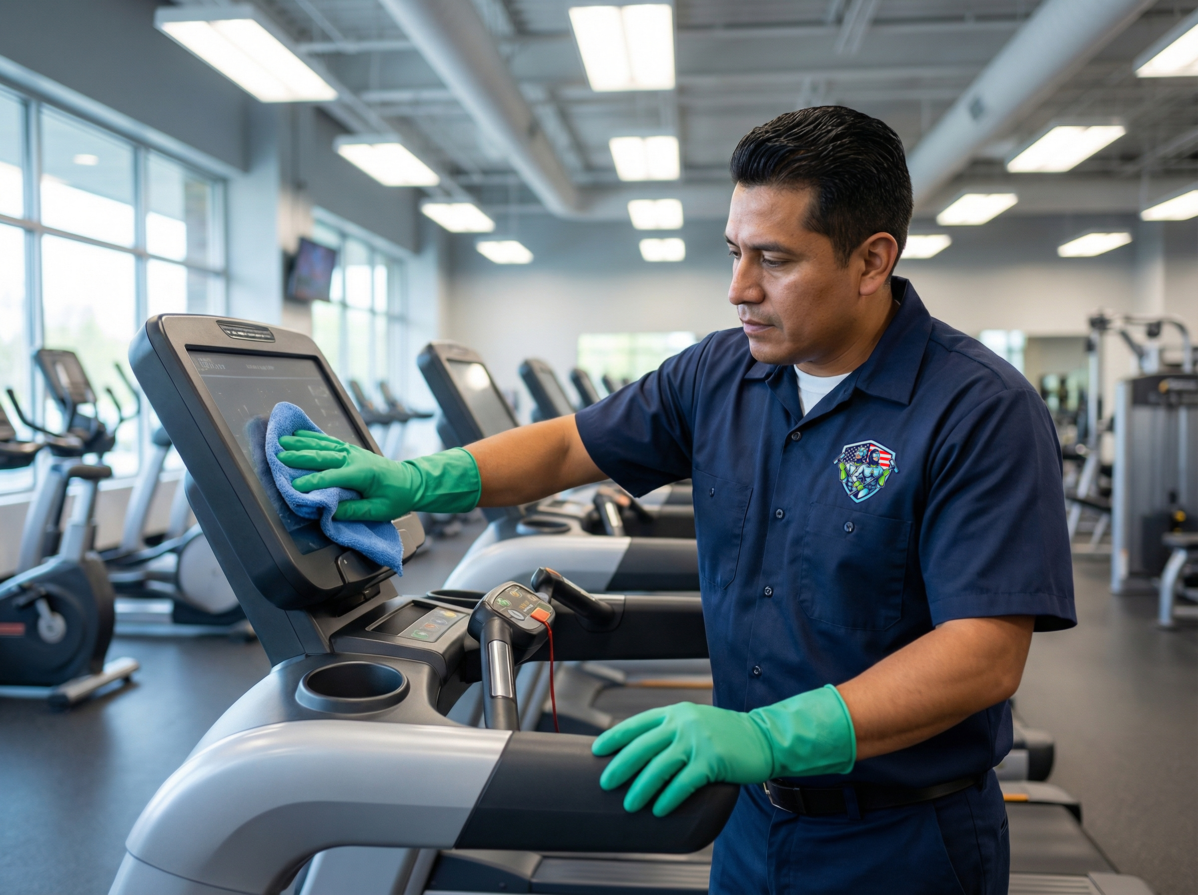Avengers Cleaning Services professional cleaning gym equipment in North Jersey fitness center